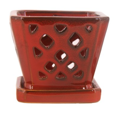 5 inch ceramic flower pots 5" Square Diamond Orchid Pots White