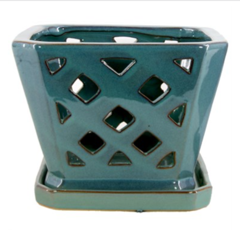square ceramic flower pots 5" Square Diamond Orchid Pots – Pandy's Garden Center