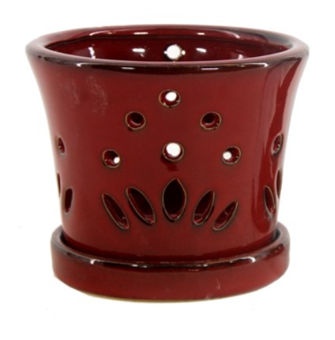 5.1" Round Orchid Pot with Attached Saucer