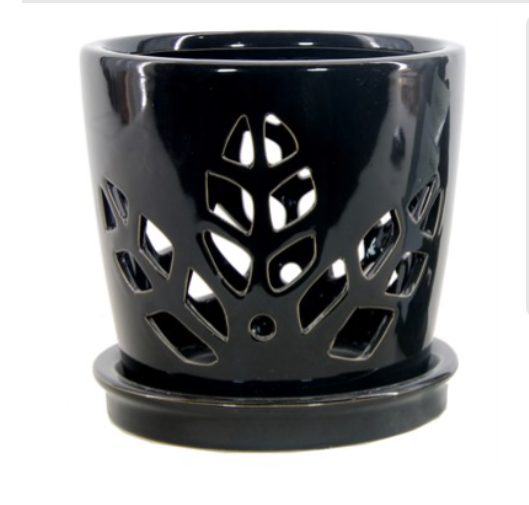 5.5" Round Leaf Orchid Pot