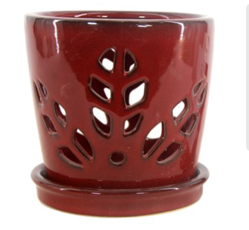 5.5" Round Leaf Orchid Pot