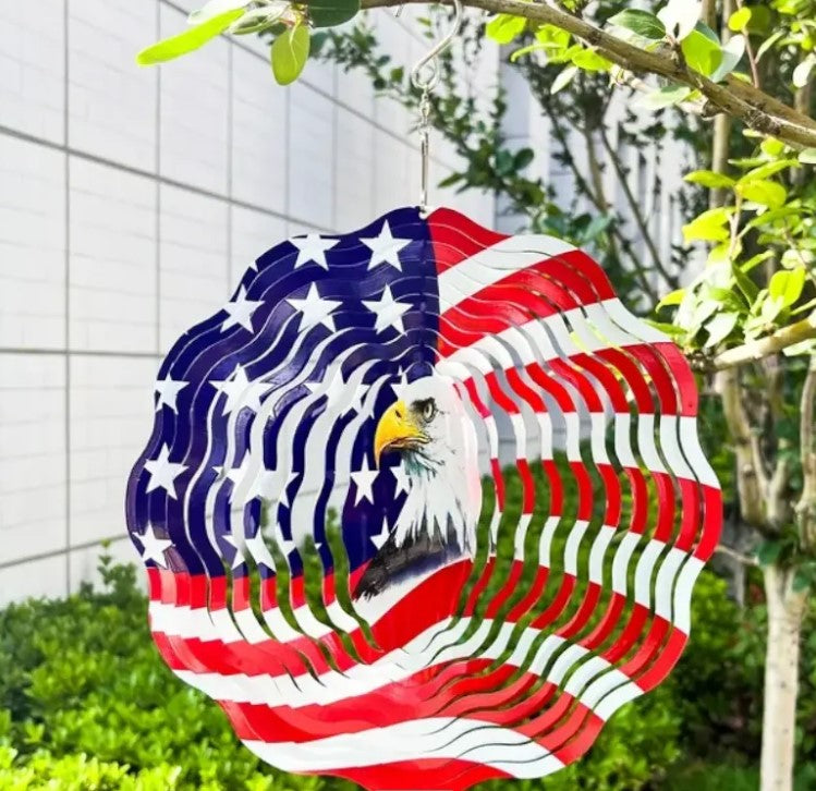 3D American Flag Wind Spinner