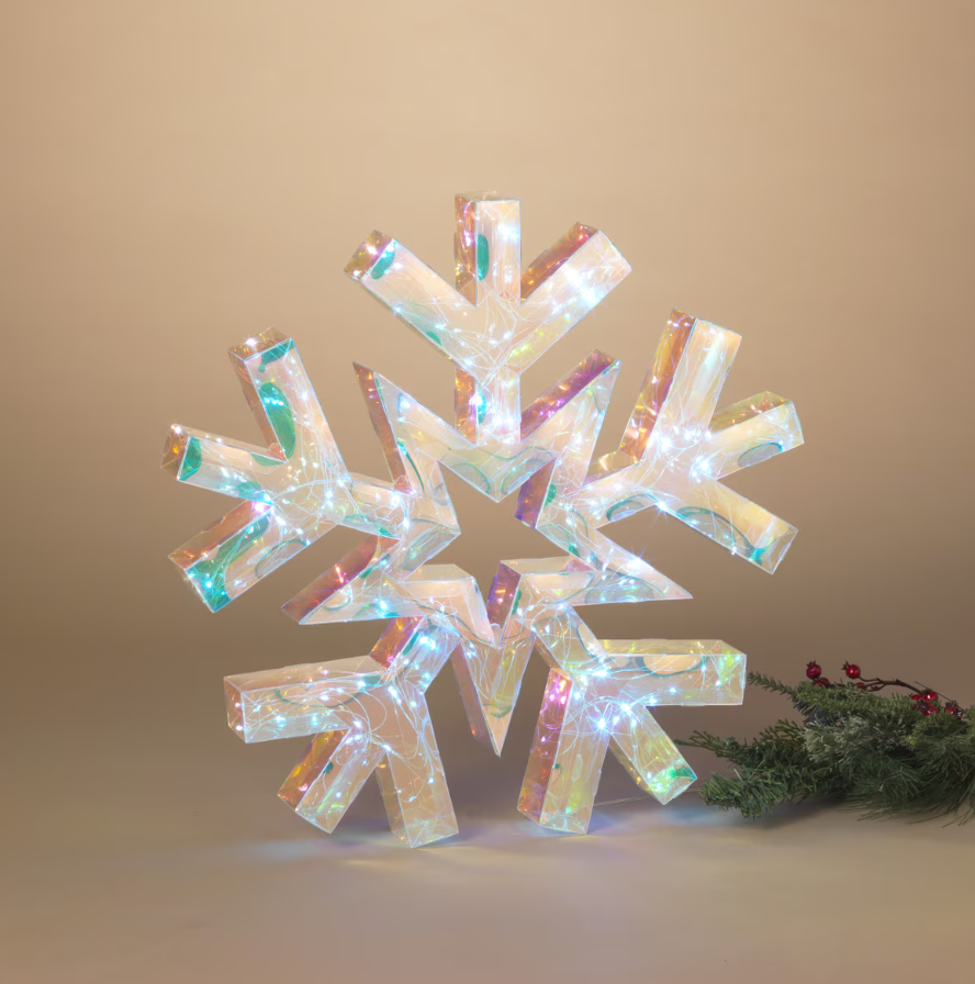 18.3"D USB Electric Lighted Hanging Holographic Snowflake with Remote Control