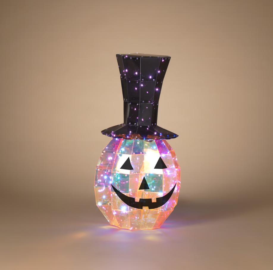 23.94"H USB Electric RGB Lighted Holographic Halloween Pumpkin with Remote Control