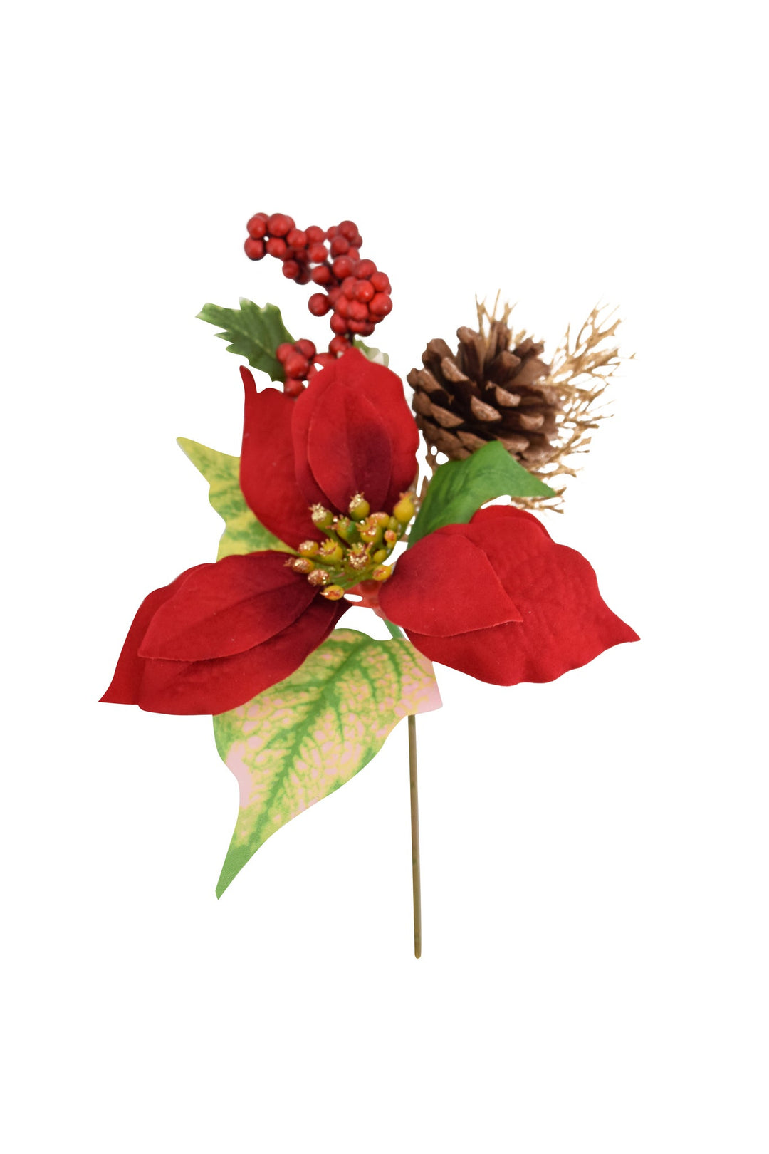 POINSETTIA PINECONE WITH RED BERRY