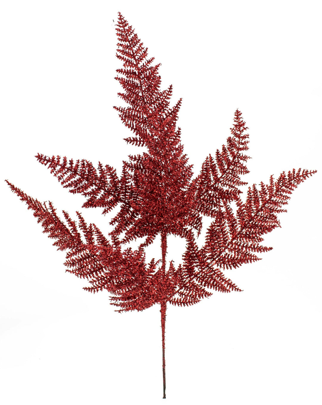 24.5" RED GLITTERED LACE FERN