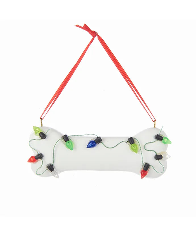 4" Dog Bone With C7 Lights Ornament For Personalization