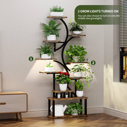 Plant Stand Indoor 9-Tiered with 5 Grow Lights