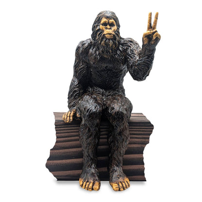 Bigfoot Peace Sign Sasquatch Statue 10 inch H Shelf Sitter