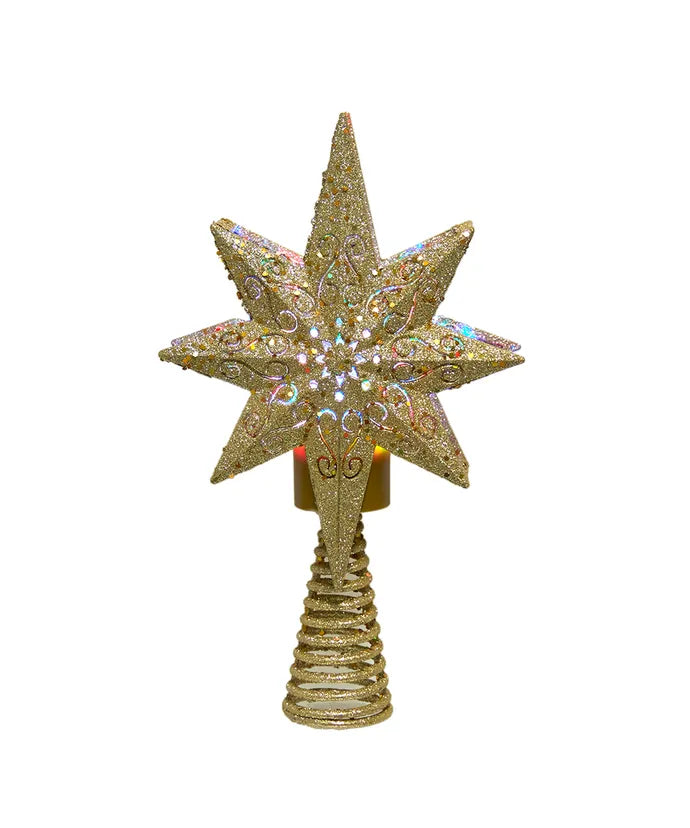 13.75" Gold Glitter Polaris Star Projector Treetop