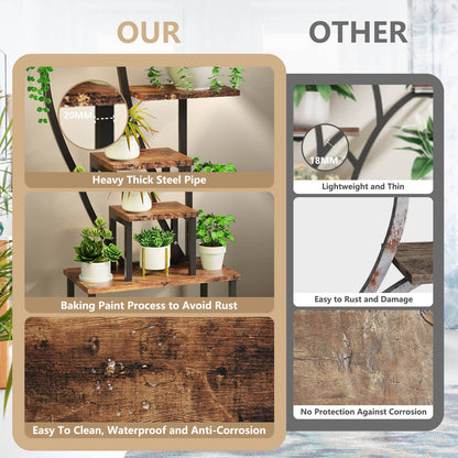 Indoor 8-Tier Metal Plant Stand with Grow Light