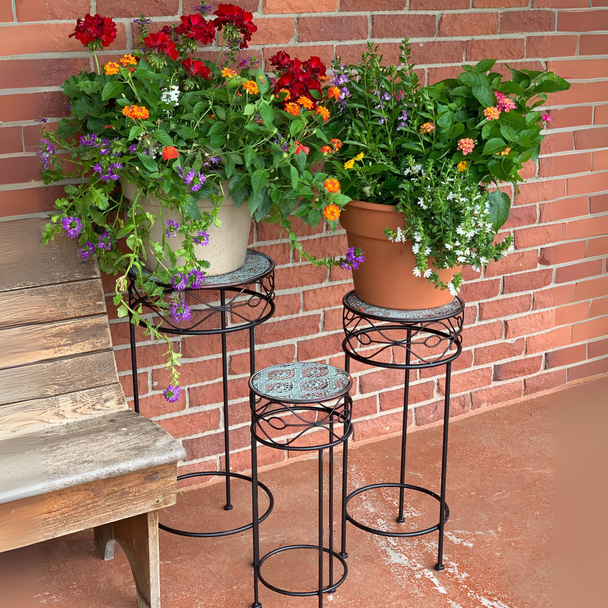 Patinaed Nesting Plant Stand Set
