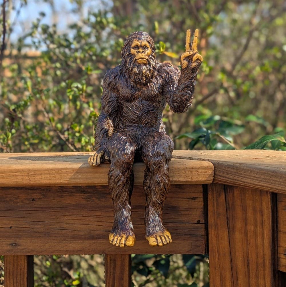 Bigfoot Peace Sign Sasquatch Statue 10 inch H Shelf Sitter