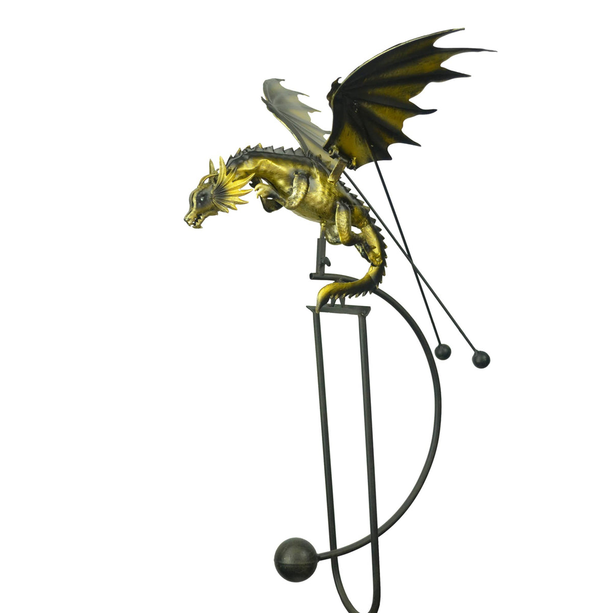 Gold Dragon Kinetic Balance Rocker Garden Stake