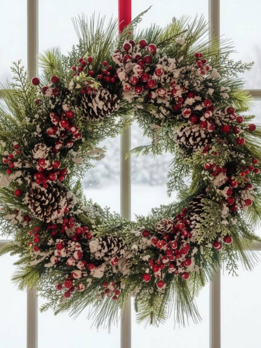 Christmas Snow Berries XL Wreath 48in