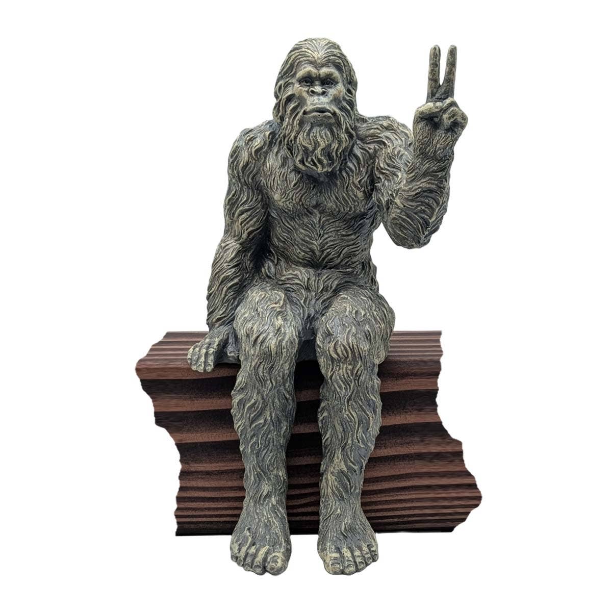 Bigfoot Peace Sign Sasquatch Statue 10 inch H Shelf Sitter