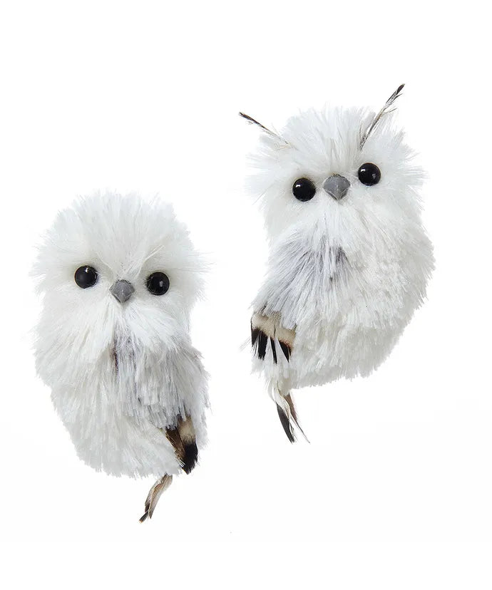 5" White and Silver Hanging Owl Ornament