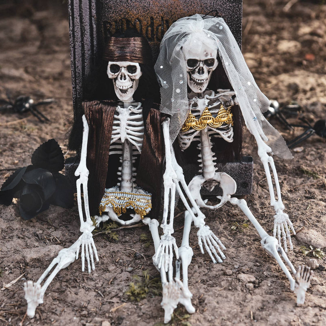 15.7'' Halloween Ghost Bride and Groom Skeleton Decor Outdoor