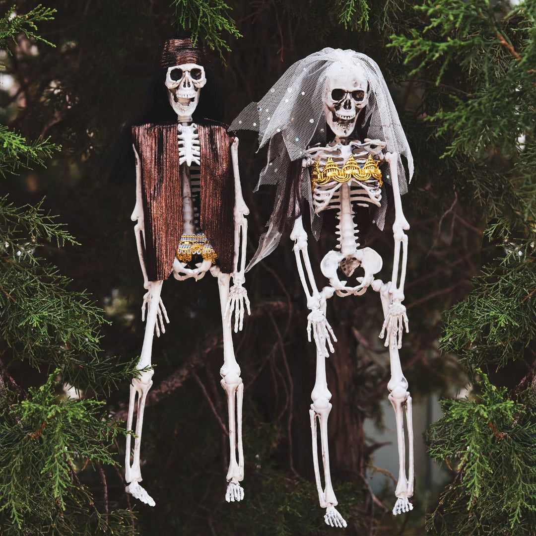 15.7'' Halloween Ghost Bride and Groom Skeleton Decor Outdoor