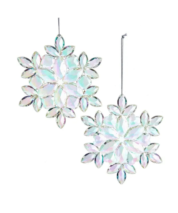 5" Clear Iridescent Snowflake Ornament