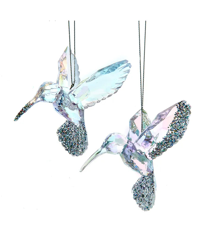 3.75" Opalescent Glittered Bird Ornament