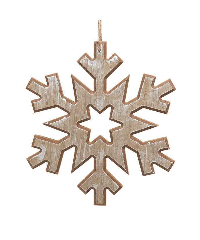 6" Small Wooden Christmas Snowflake Ornament