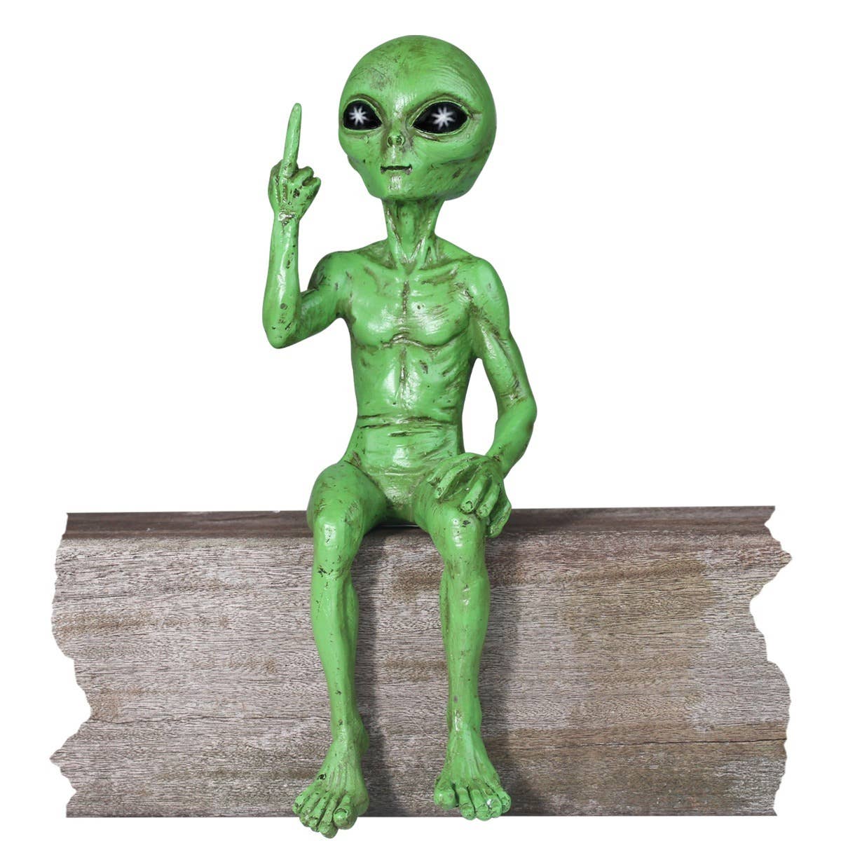 Rude Alien Statue “Flipping The Bird” 10″ H Shelf Sitter