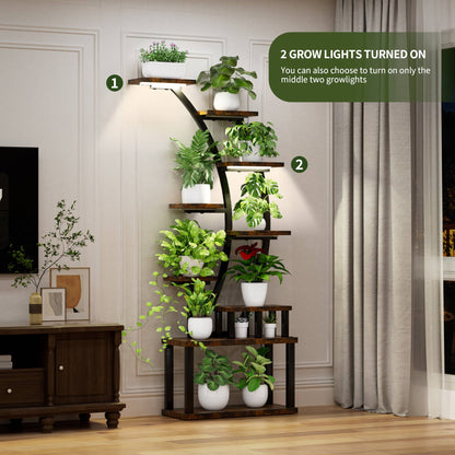 Plant Stand Indoor 9-Tiered with 5 Grow Lights