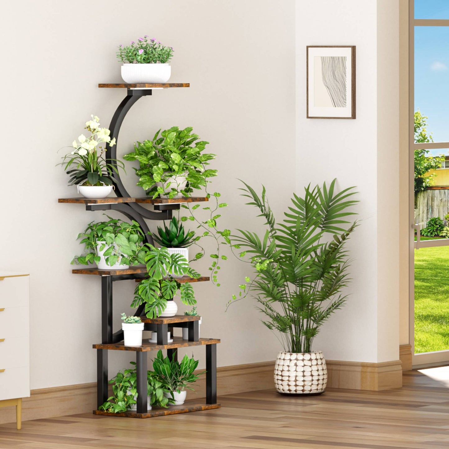 Plant Stand Indoor 9-Tiered with 5 Grow Lights