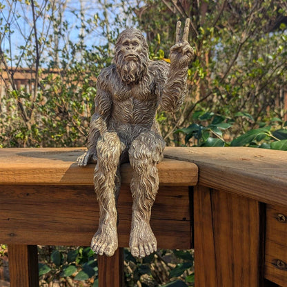 Bigfoot Peace Sign Sasquatch Statue 10 inch H Shelf Sitter