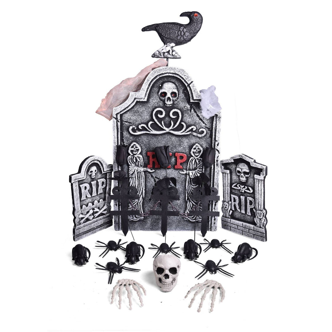 26 Pcs Halloween Tombstones and Accessories Set