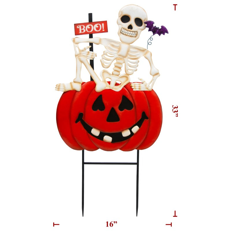 Halloween Metal Skeleton Pumpkin