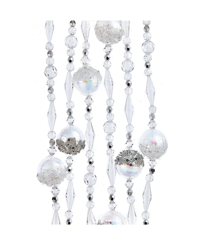 6' Glass Iridescent Clear Beaded Garland