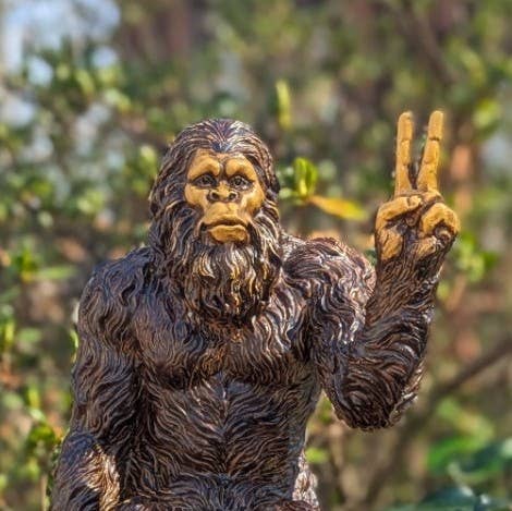 Bigfoot Peace Sign Sasquatch Statue 10 inch H Shelf Sitter