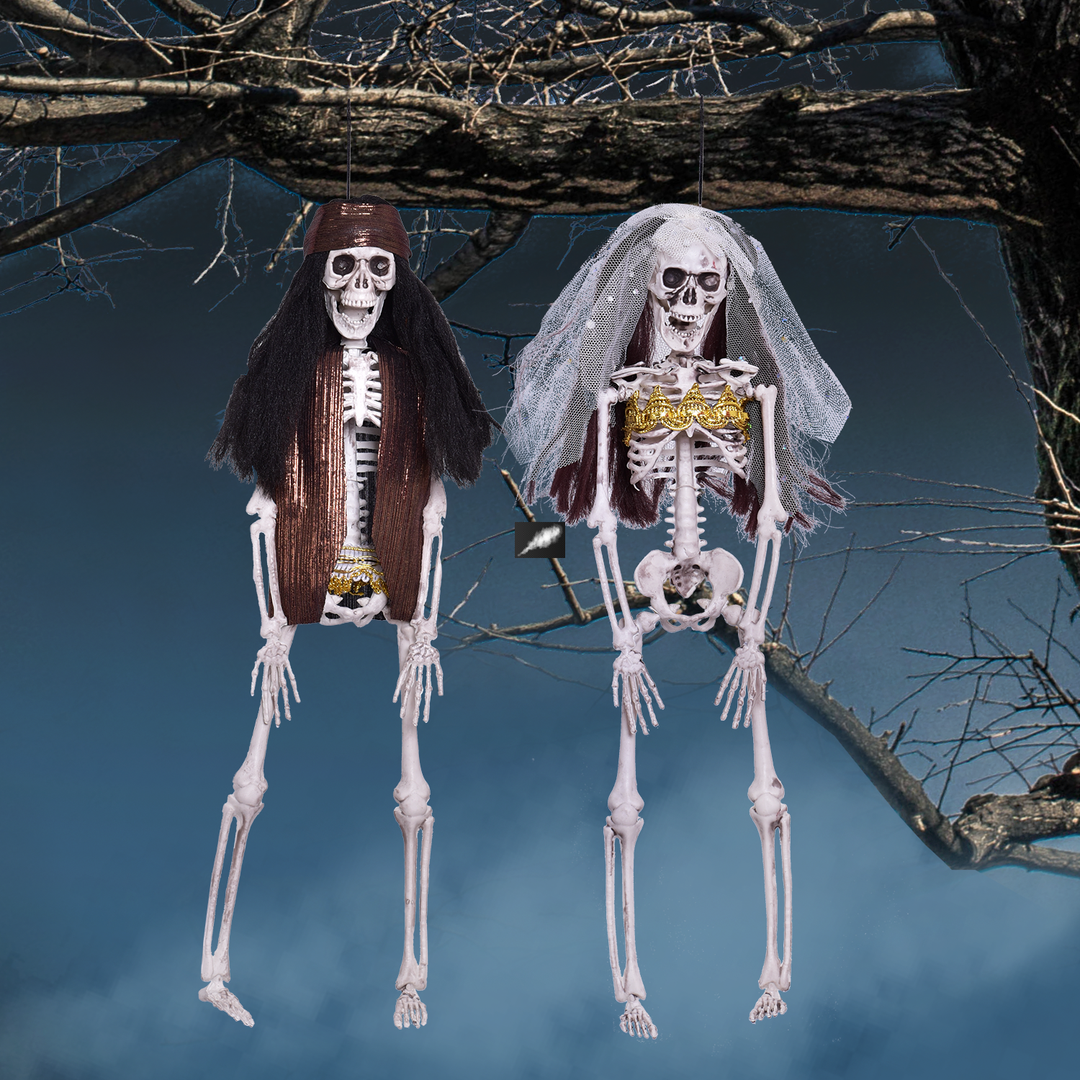 15.7'' Halloween Ghost Bride and Groom Skeleton Decor Outdoor