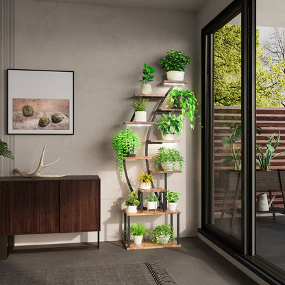 Indoor 8-Tier Metal Plant Stand with Grow Light