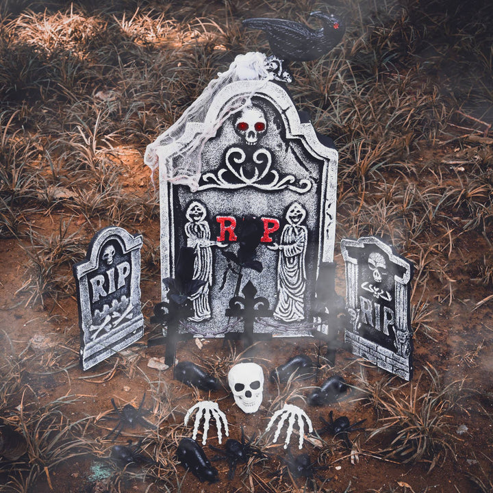 26 Pcs Halloween Tombstones and Accessories Set