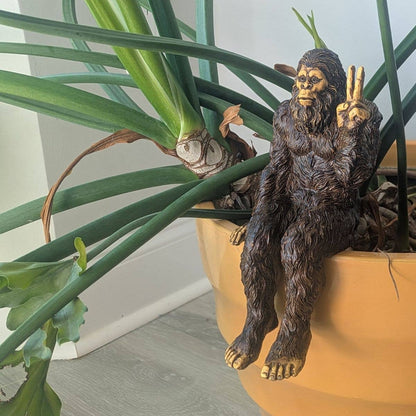 Bigfoot Peace Sign Sasquatch Statue 10 inch H Shelf Sitter