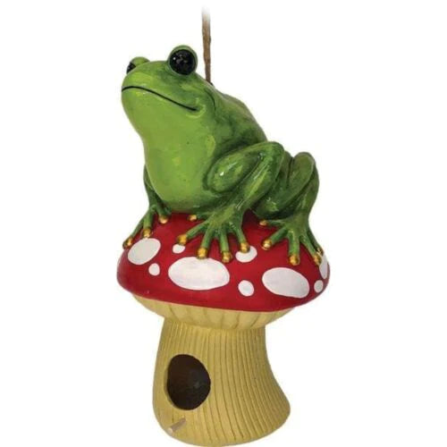 Frog on Mushroom Birdhouse