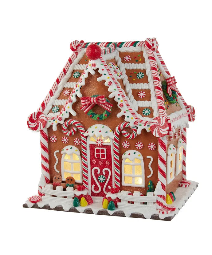 13" B/O Gingerbread House with LED Light & Timer