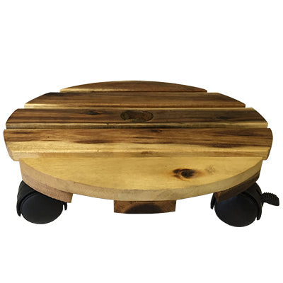Round Wooden Plant Caddy