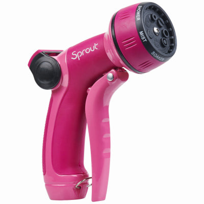 Sprout 7-Pattern Hose Nozzle, Front Trigger, Red