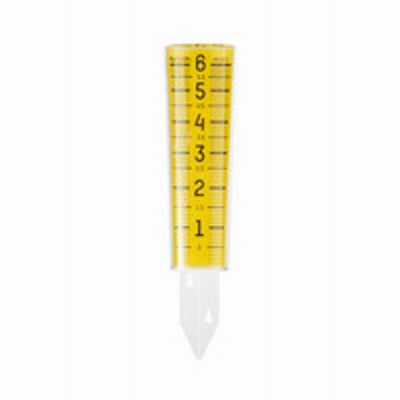 6 In. Capacity Rain Gauge, Yellow Plastic, 12-1/2 In. Overall