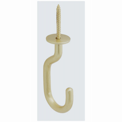 Modern Ceiling J Hook, Brushed Gold, 50-Lb. Load