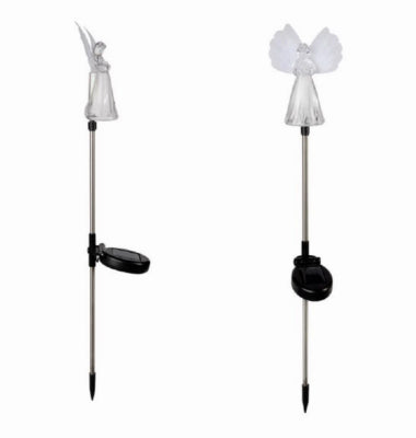 30"H Solar LED Angel Stick Light, Fiber Optic Wings