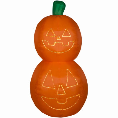 Inflatable Pumpkin Stack, Blinking LED Micro Lights, 5.5-Ft.