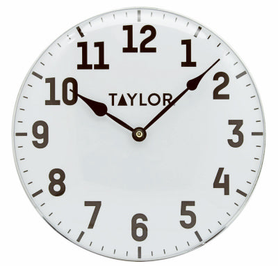 12" White Metal Clock
