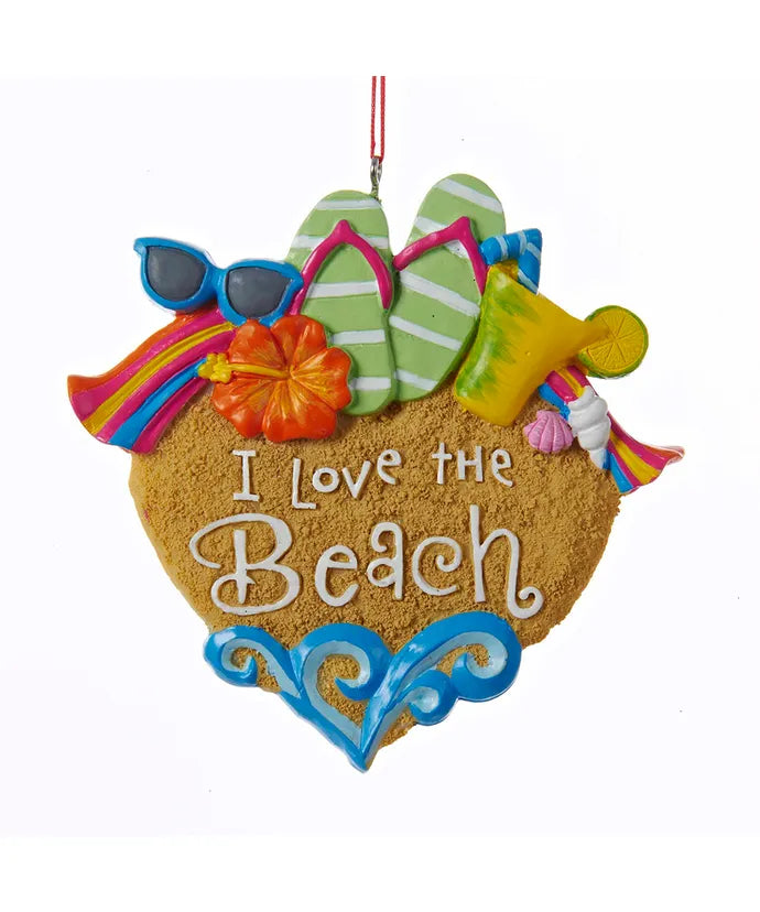 4" "I Love The Beach" Ornament