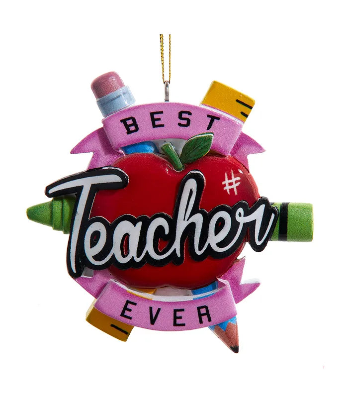 3.5" "Best Teacher Ever" Ornament For Personalization