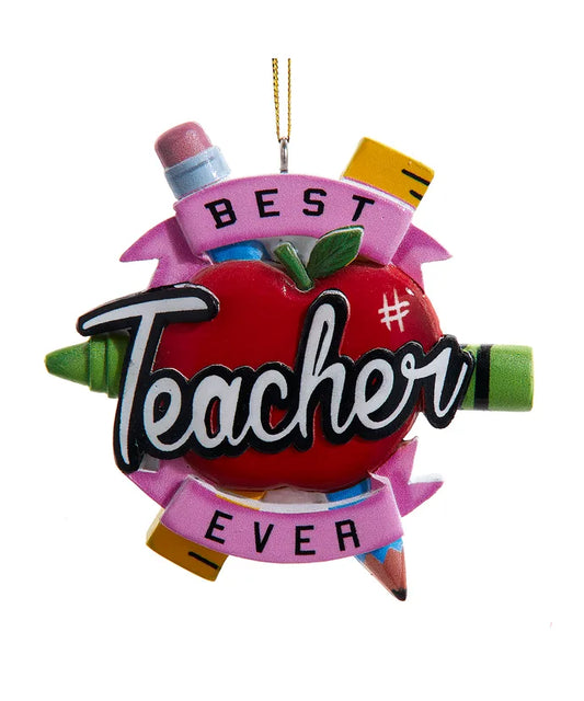 3.5" "Best Teacher Ever" Ornament For Personalization